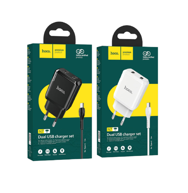 CARGADOR PARED TIPO C HOCO N7 2USB