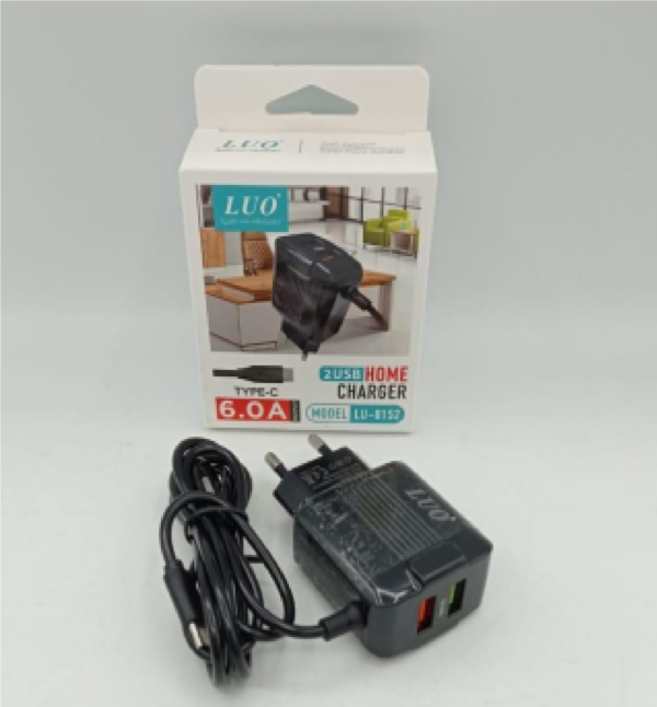 CARGADOR TIPO C 2USB 6A LUO
