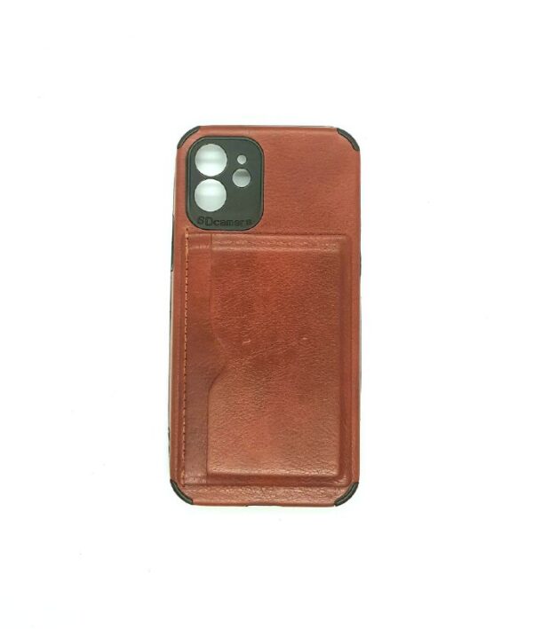 TPU IPHONE 12 PORTA TARJETA CUERO MARRÓN