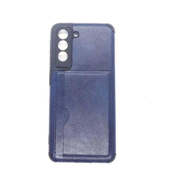 TPU S21 FE PORTA TARJETA AZUL CUERO